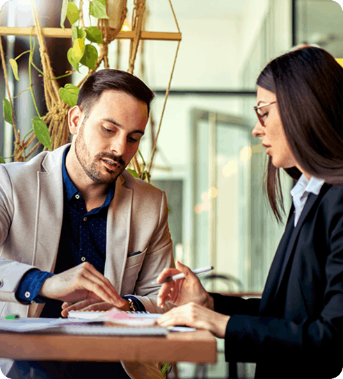 Business advisors discussing financial planning